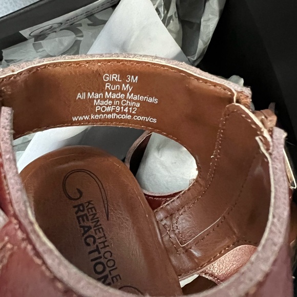 NIB Kenneth Cole Reaction Run My LK Wedge Girls Sandal Brown Natural Size 3 - Picture 7 of 9